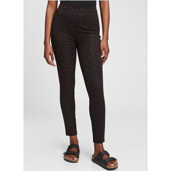 GAP NWT High Rise Brown Animal Leopard Print  Pants // 6 - Picture 1 of 15